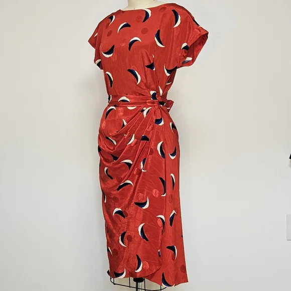 80s Ruched Red Dress - Picture 1 of 10